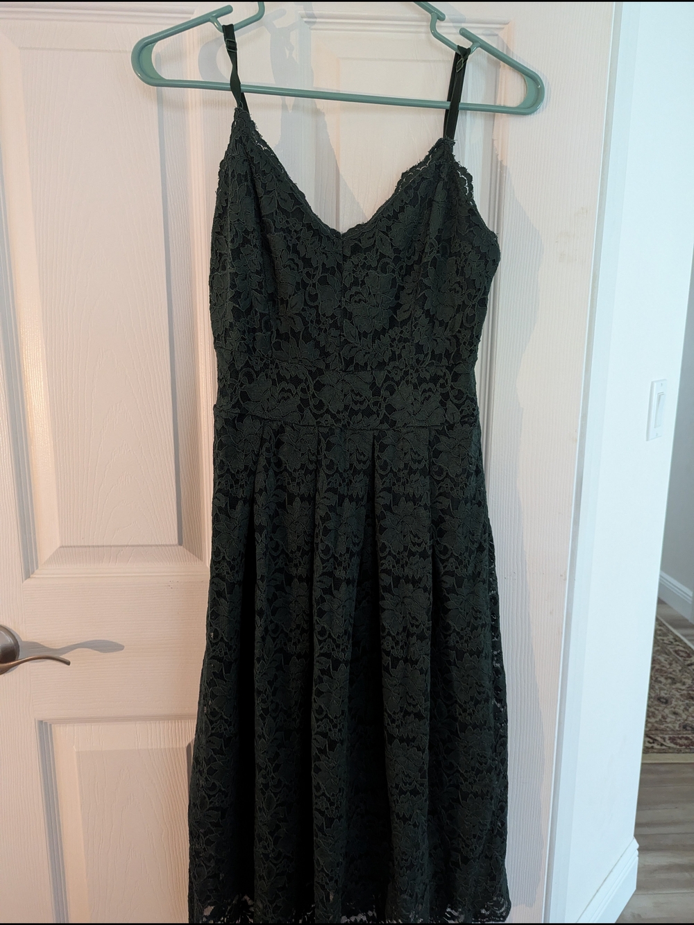 Black Lace Midi Dress with Spaghetti Straps